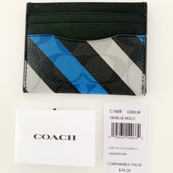 NWT Coach Slim Card Case With Stripe Print - Picture 2 of 3